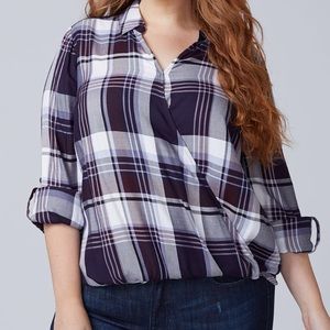 Lane Bryant plaid surplice top